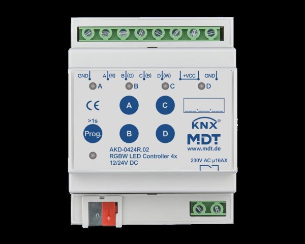 MDT LED Controller 4-Kanal 4/8A, RGBW, 4TE, REG / AKD-0424R.02