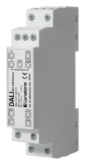 Lunatone DALI DT6 2-Kanal LED Dimmer CV 12-48VDC 16A Hutschiene / 89453830-HS