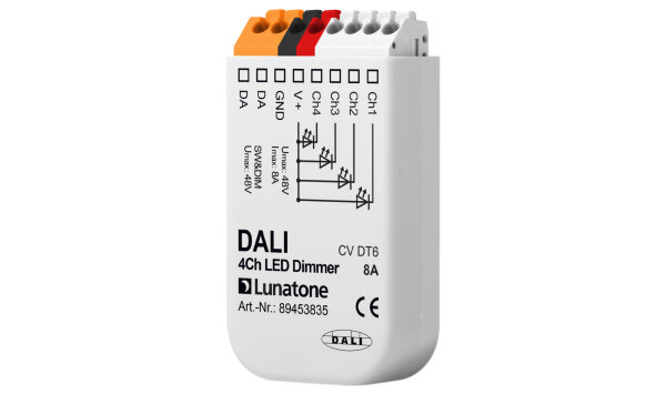 Lunatone DALI DT6 4-Kanal LED Dimmer PWM CV 12-48VDC 8A / 89453835