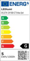 LEDlumi 24V 12W RGBCCT LED Einbaustrahler 86mm schwarz 2700-6000 Kelvin / DE12CTWSW