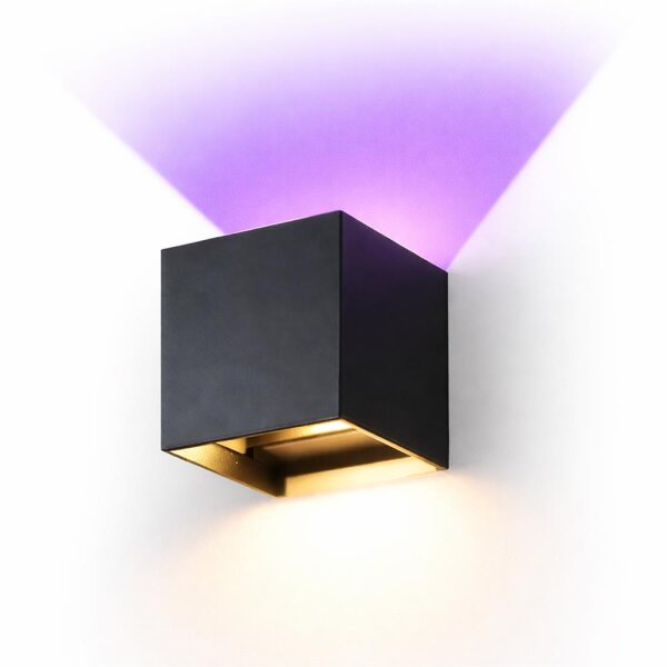 LEDlumi 24V 12W RGBW Up Down LED Wandleuchte schwarz IP65 2700 Kelvin / WLRGBWSW-V2