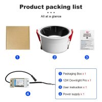 ZigBee Pro RGB+CCT 12W CRI>90 102mm IP40 LED Einbaustrahler weiß matt Gledopto GL-D-009P