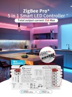 Gledopto LED Controller ZigBee 3.0 Pro+ 5 in 1, 12-48V, Max 15A Output RGB+CCT / GL-C-204P
