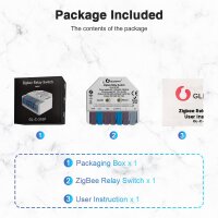 Gledopto Ultra-Mini ZigBee 3.0 Relais Schalter, AC100-240V, DC12-48V, Max 10A/16A / GL-C-310P