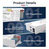 Gledopto LED Controller ZigBee 3.0 Pro+ 5 in 1, 5-24V, Max 15A Output, mit Stecksicherung 20A RGB+CCT / GL-C-601P