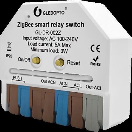 Gledopto ZigBee 3.0 Smart Switch Modul mit Strommessung | 230V | 5A / GL-DR-002Z