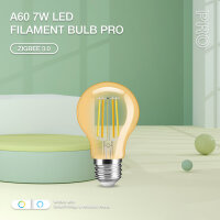 Gledopto GL-B-003P-B A60 E27 Leuchtmittel ZigBee3.0 Pro Serie CCT Farbtemperatur Flimament Bulb 7W Amber Braunglas